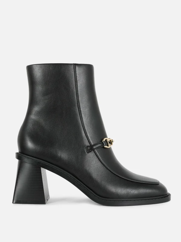 Primark Rita Ora Chain Detail Block Heel Boots Black Shop