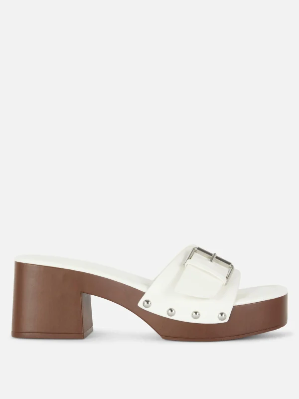 Primark Rita Ora Chunky Heel Clog Mules White Cheap