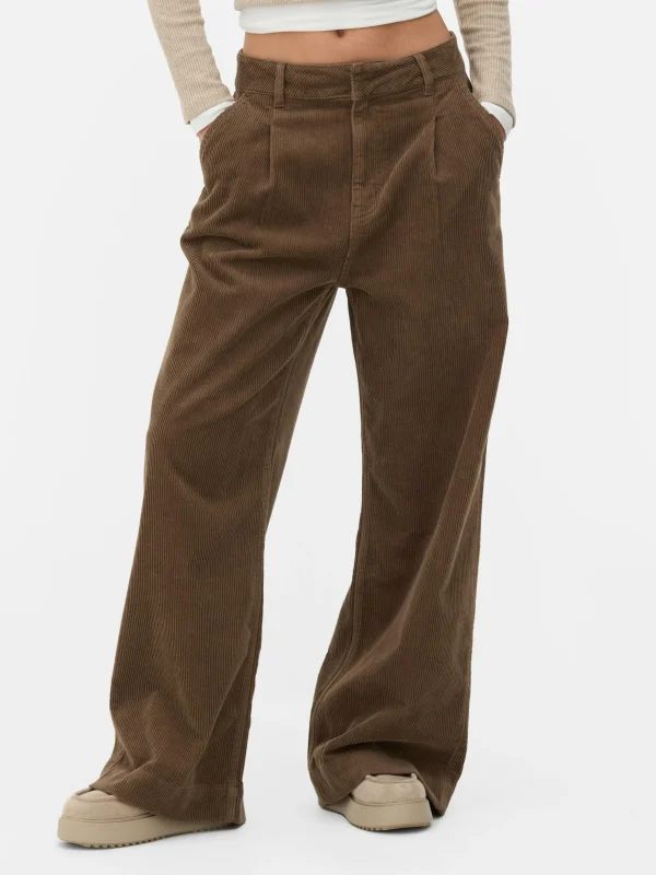 Primark Rita Ora Corduroy Wide Leg Pants Tan Store