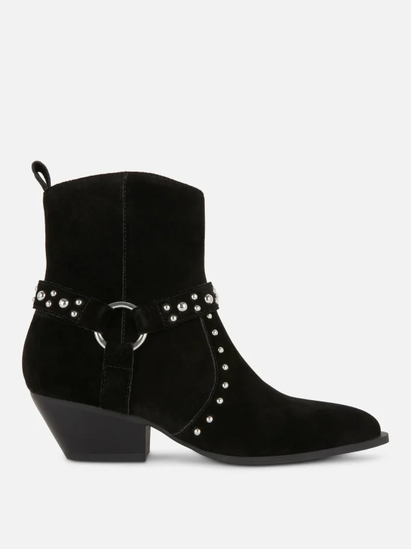 Primark Rita Ora Faux Suede Studded Ankle Boots Black Cheap