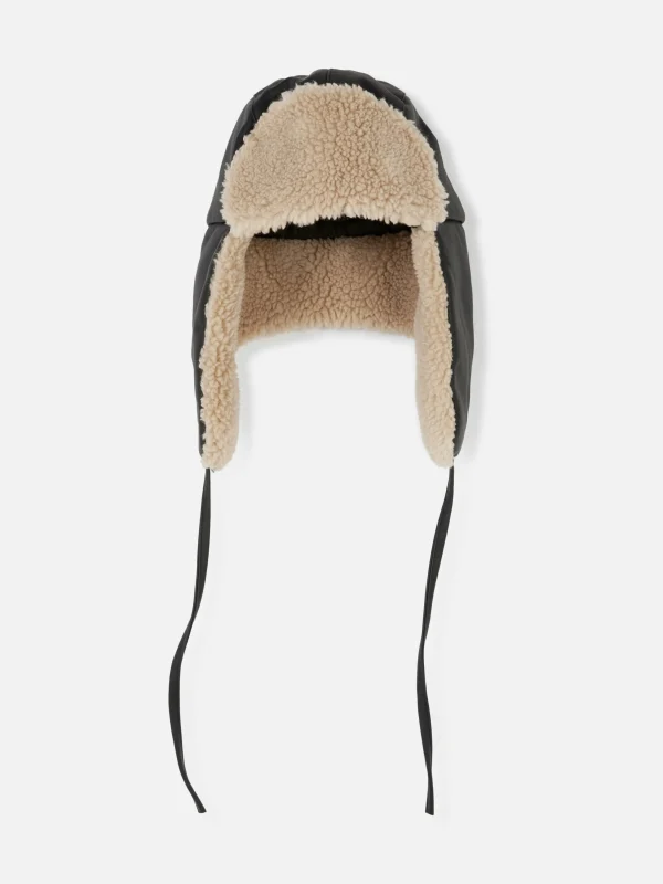 Primark Rita Ora Fleece-Lined Trapper Hat Black Clearance