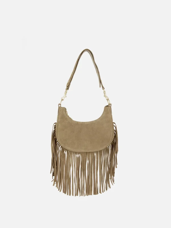 Primark Rita Ora Fringed Suede Shoulder Bag Sand Discount