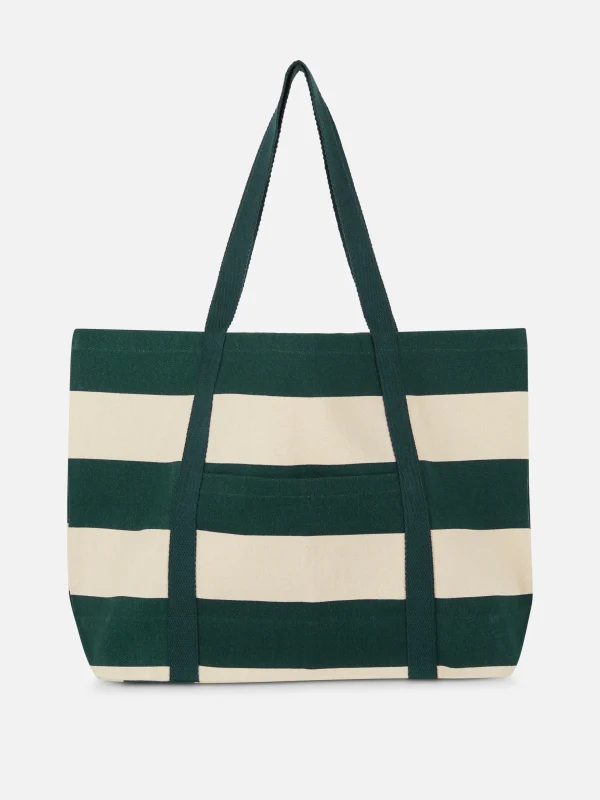 Primark Rita Ora Stripe Canvas Shopper Bag Green Best Sale