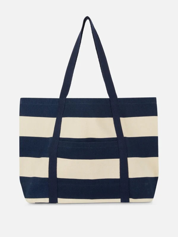Primark Rita Ora Stripe Canvas Shopper Bag Navy Cheap