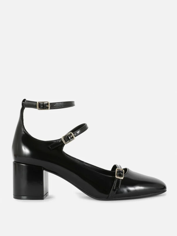 Primark Rita Ora Triple-Strap Mary Jane Heels Black Outlet