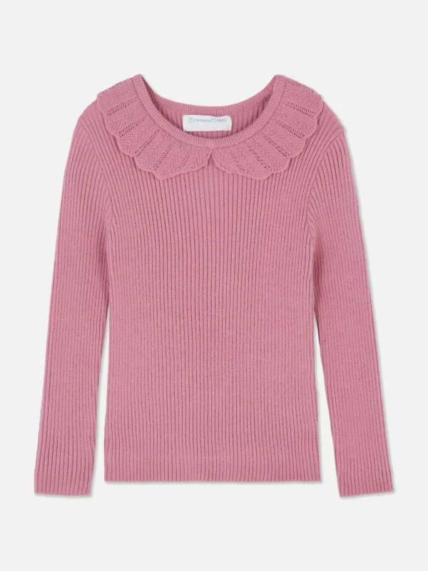 Primark Ruffle Collar Long Sleeve T-Shirt Dark Pink Online