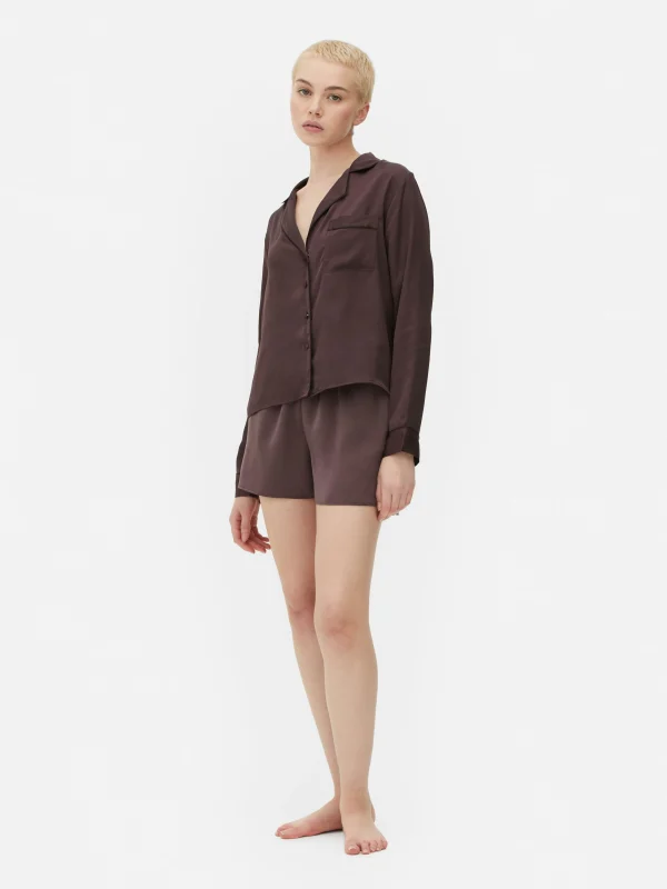 Primark Satin Pajama Shirt Fig Hot