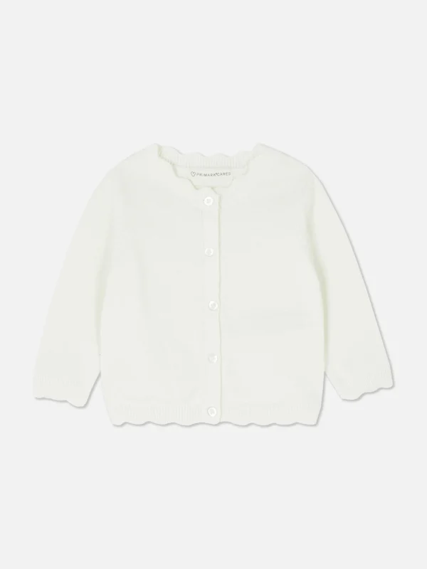 Primark Scallop Trim Cardigan Ivory Cheap