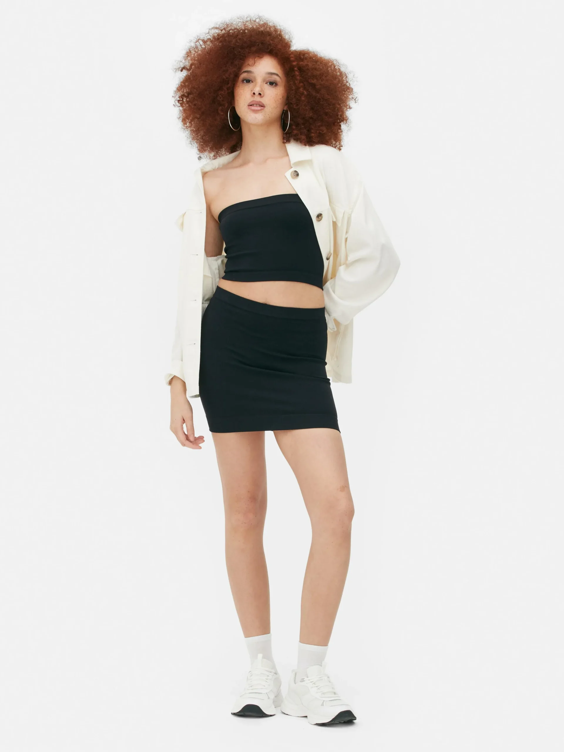 Primark Seamfree Ribbed Mini Skirt Black Hot