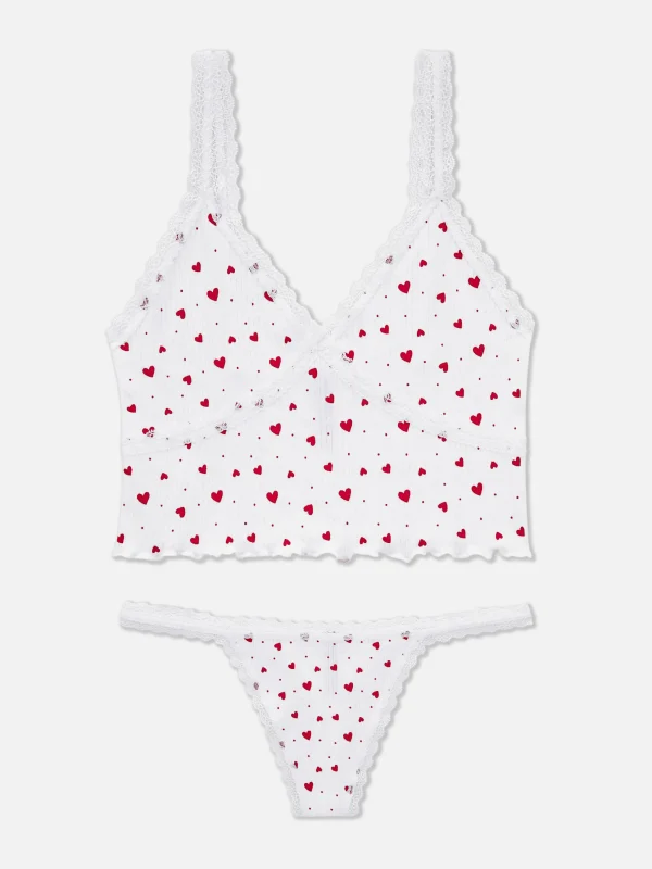 Primark Seamless Pointelle Cami And Thong Set White New