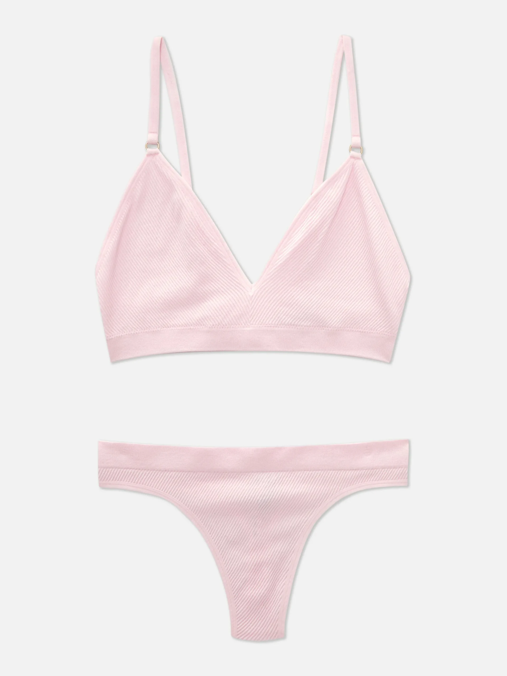 Primark Seamless Triangle Bralette And Thong Set Light Pink Sale