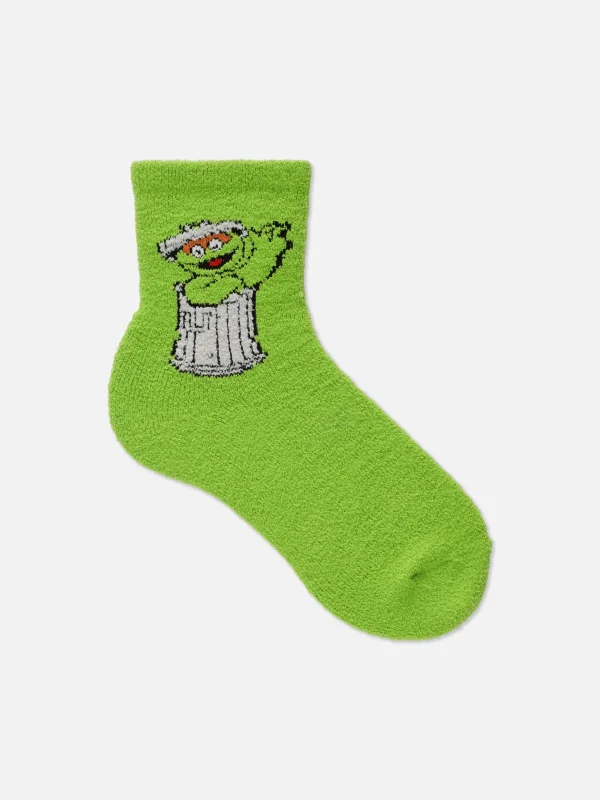 Primark Sesame Street Oscar The Grouch Cozy Socks Green New