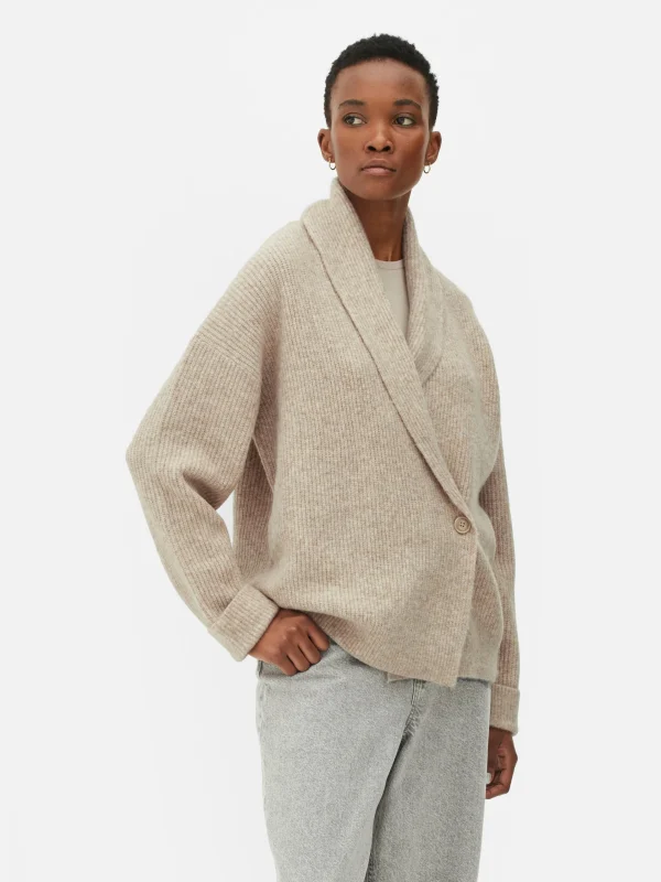 Primark Shawl Button Wrap Cardigan Oatmeal Online