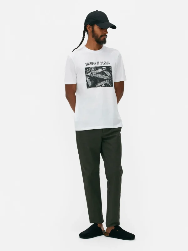 Primark Shibuya Crossing Photography T-Shirt White Hot
