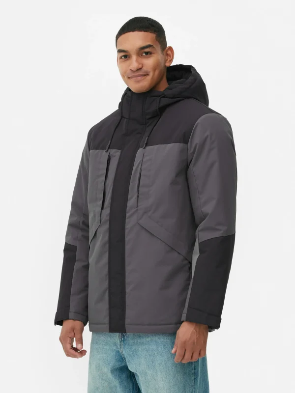 Primark Short Color Block Coat Charcoal Outlet