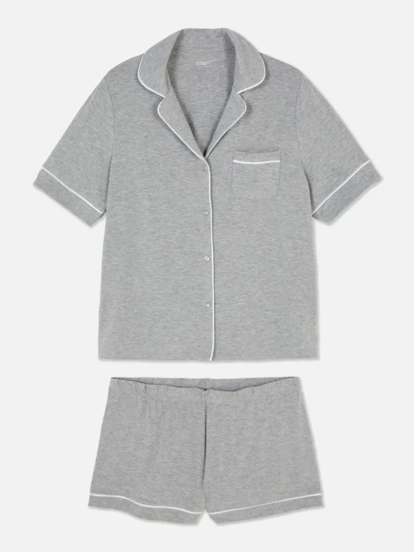 Primark Short Sleeve Jersey Pajamas Gray Heather Sale