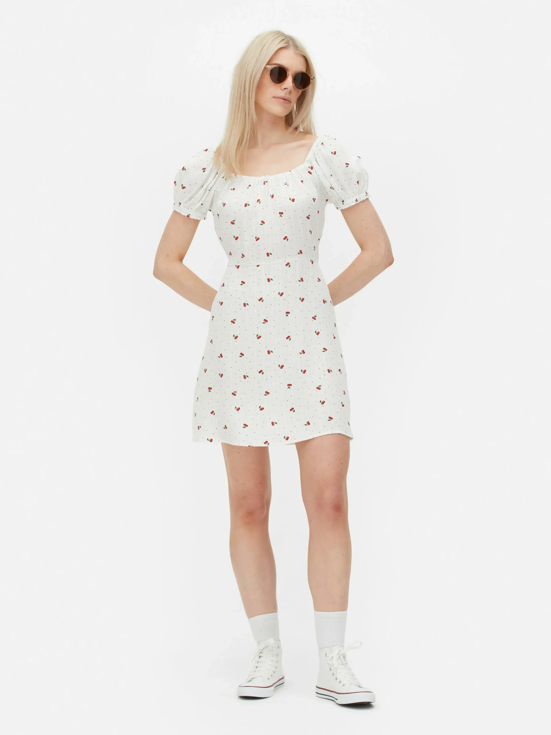 Primark Short Sleeve Mini Dress White Sale