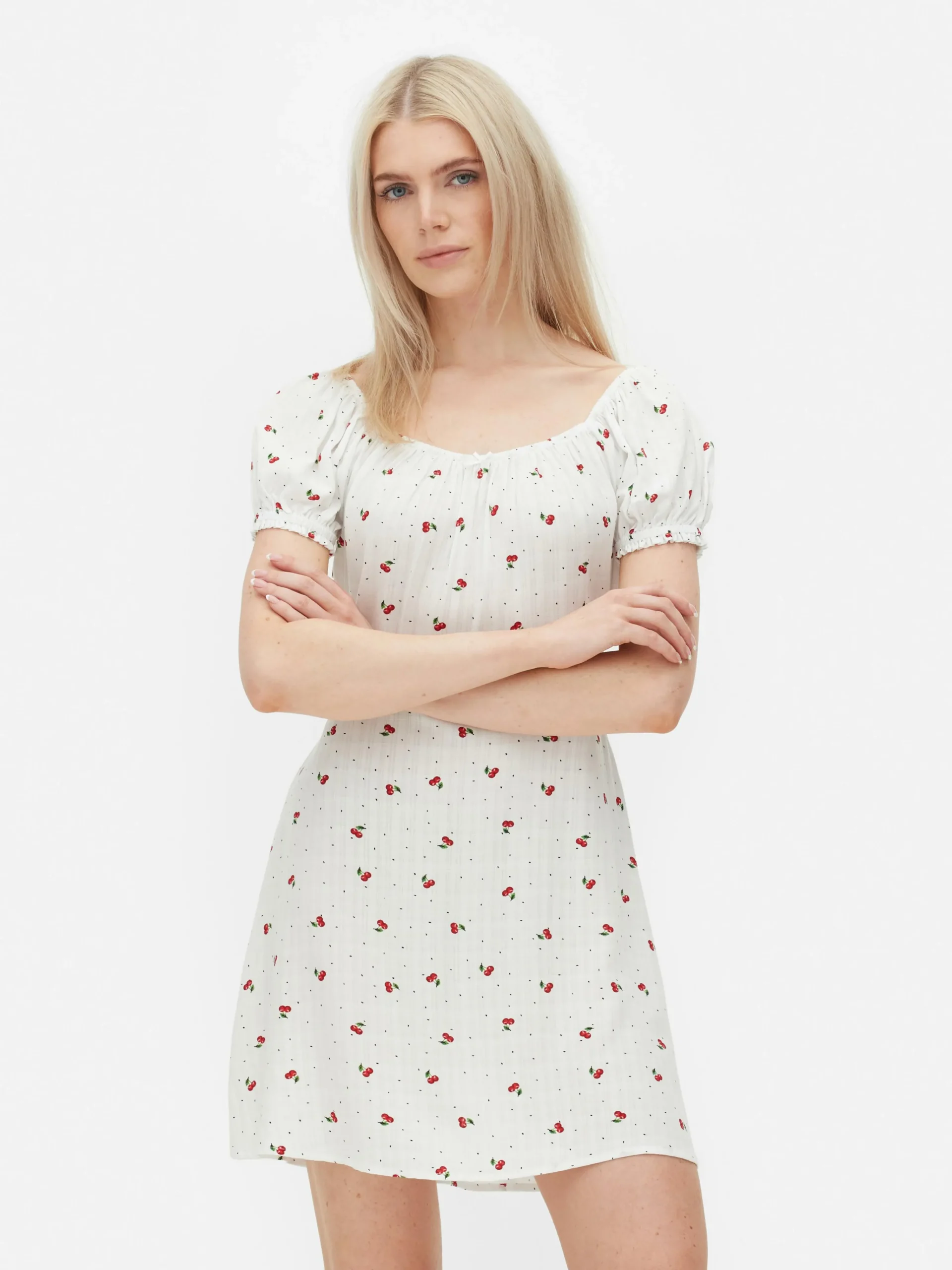 Primark Short Sleeve Mini Dress White Sale