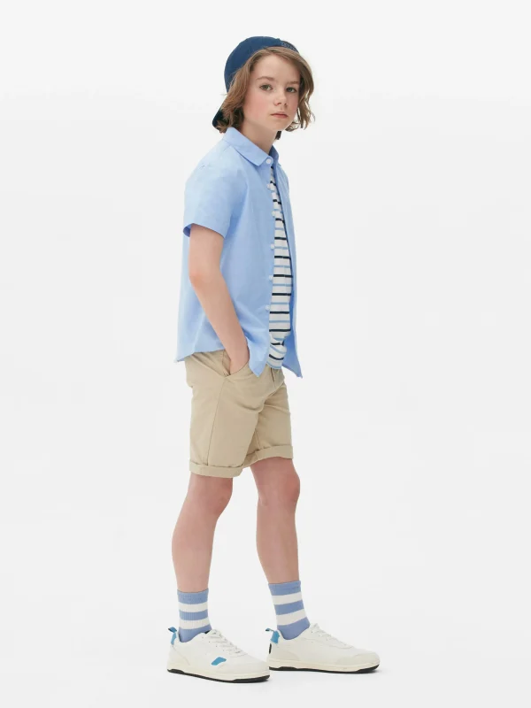 Primark Short Sleeve Oxford Shirt Blue Clearance