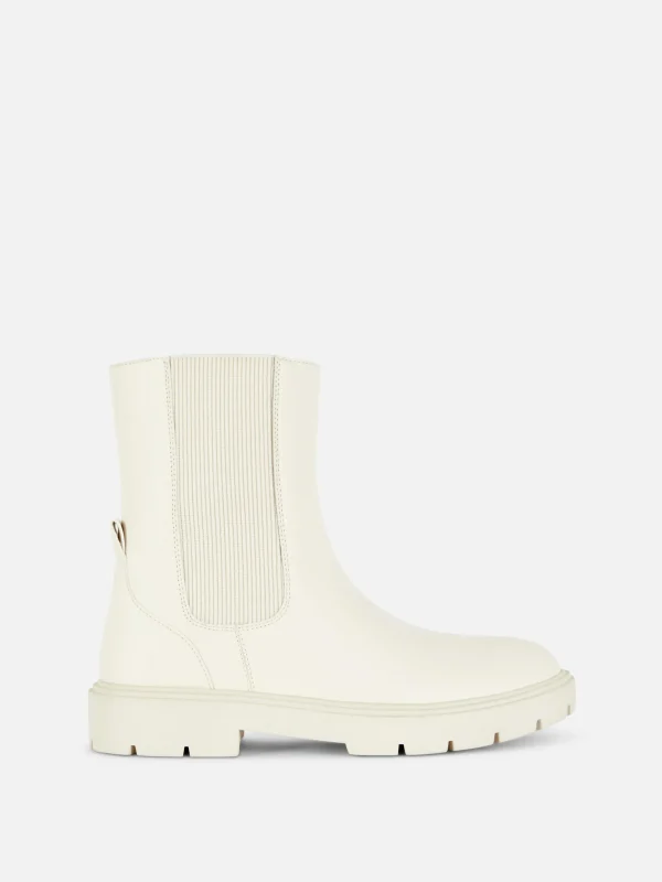 Primark Side Zip Chelsea Boots Cream Cheap