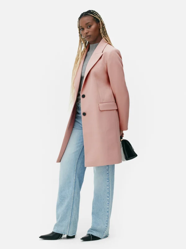 Primark Single-Breasted Overcoat Blush Best Sale