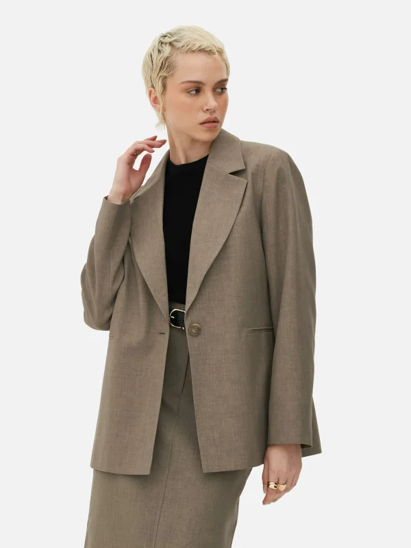 Primark Single-Breasted Oversized Blazer Olive Clearance