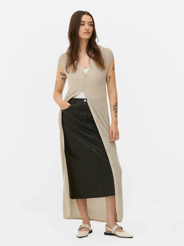 Primark Sleeveless Long Cardigan Beige Outlet