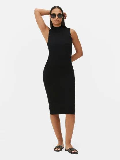 Primark Sleeveless Midi Knit Dress Black Sale