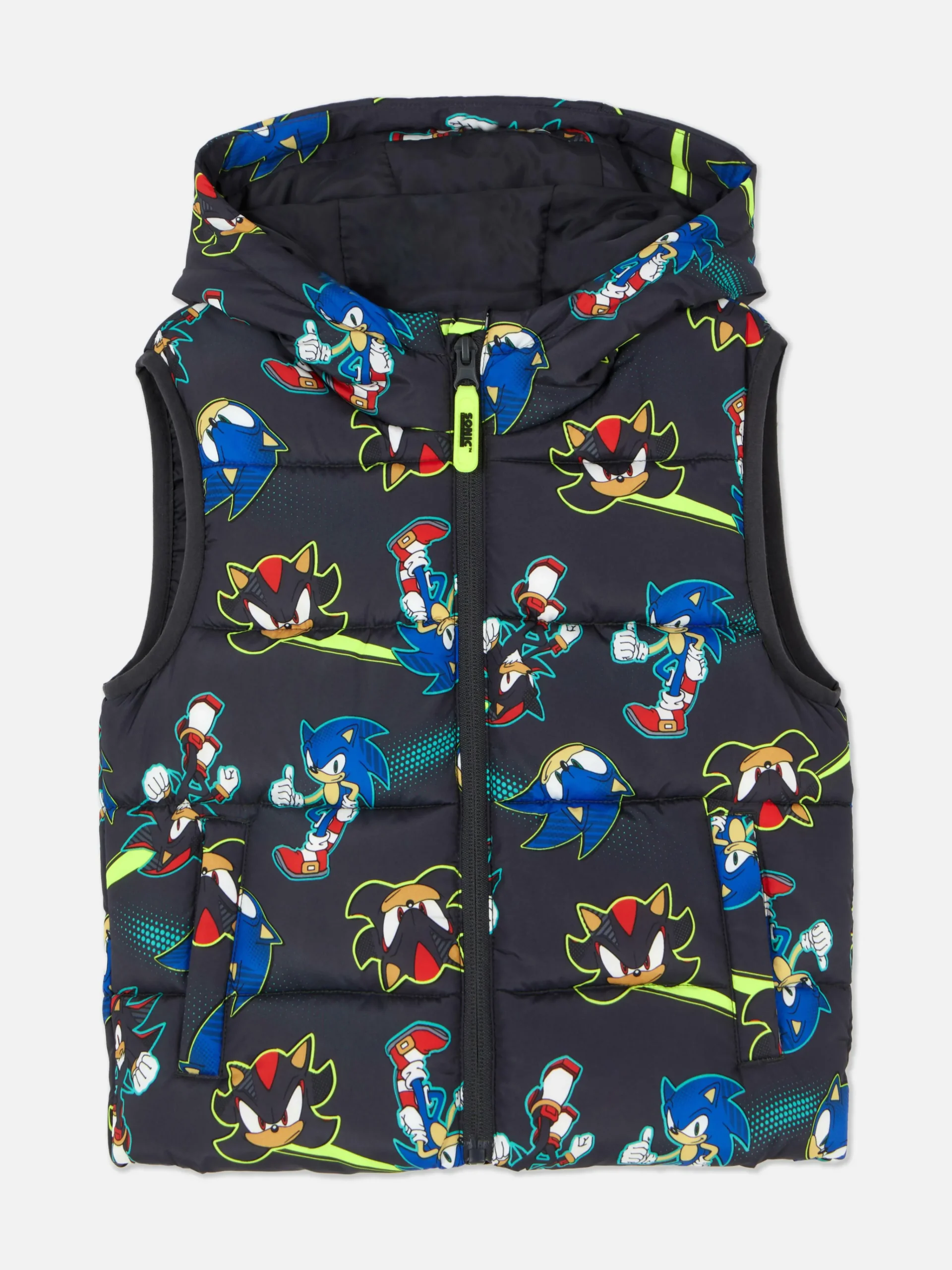 Primark Sonic The Hedgehog Sonic And Shadow Puffer Vest Charcoal Best Sale
