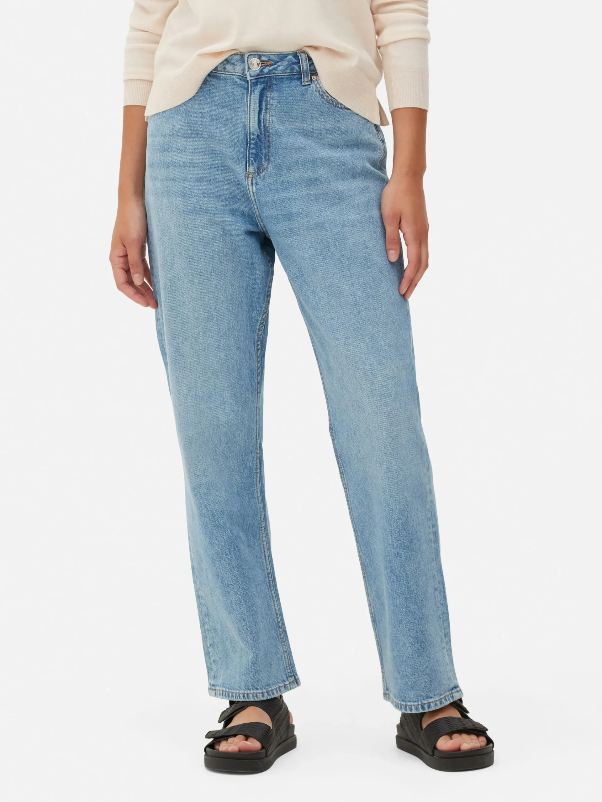 Primark Straight Leg Jeans Mid Blue Flash Sale