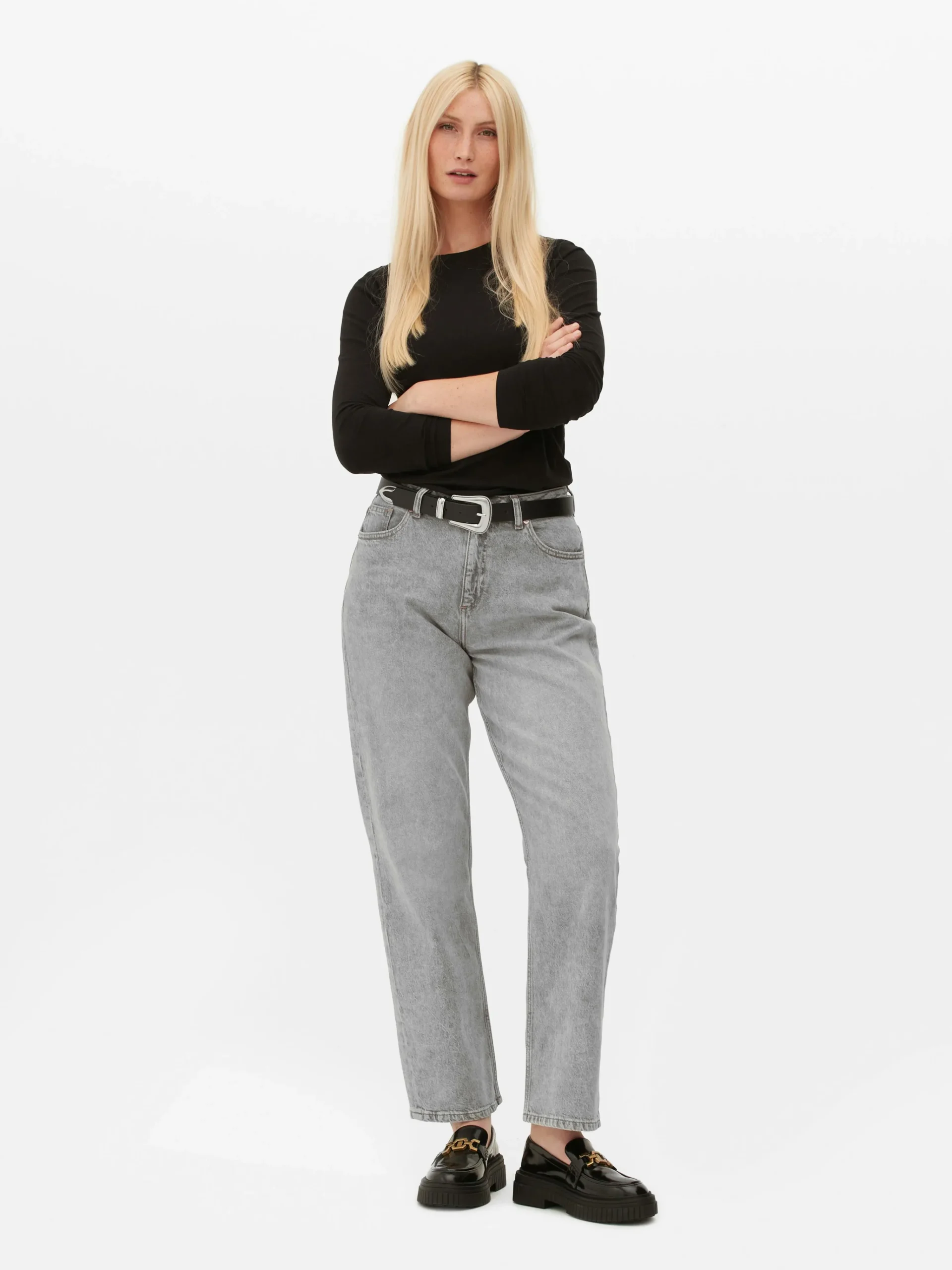 Primark Straight Leg Jeans Gray Clearance