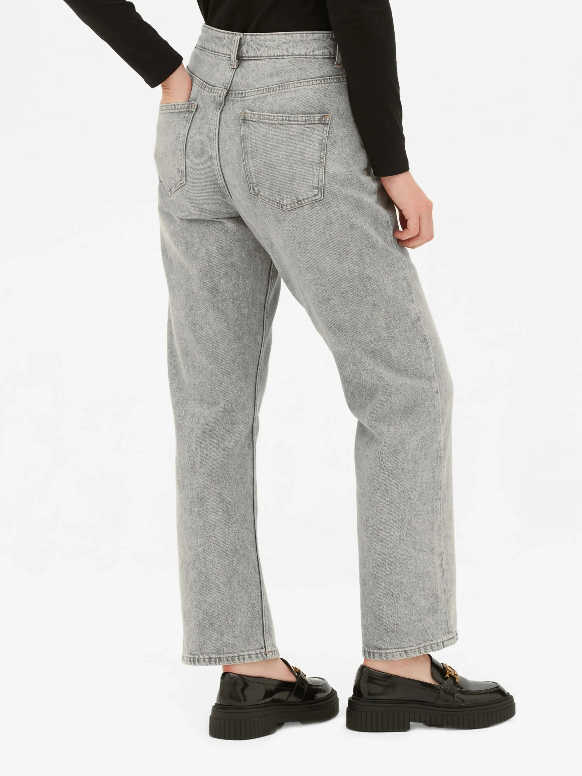 Primark Straight Leg Jeans Gray Clearance