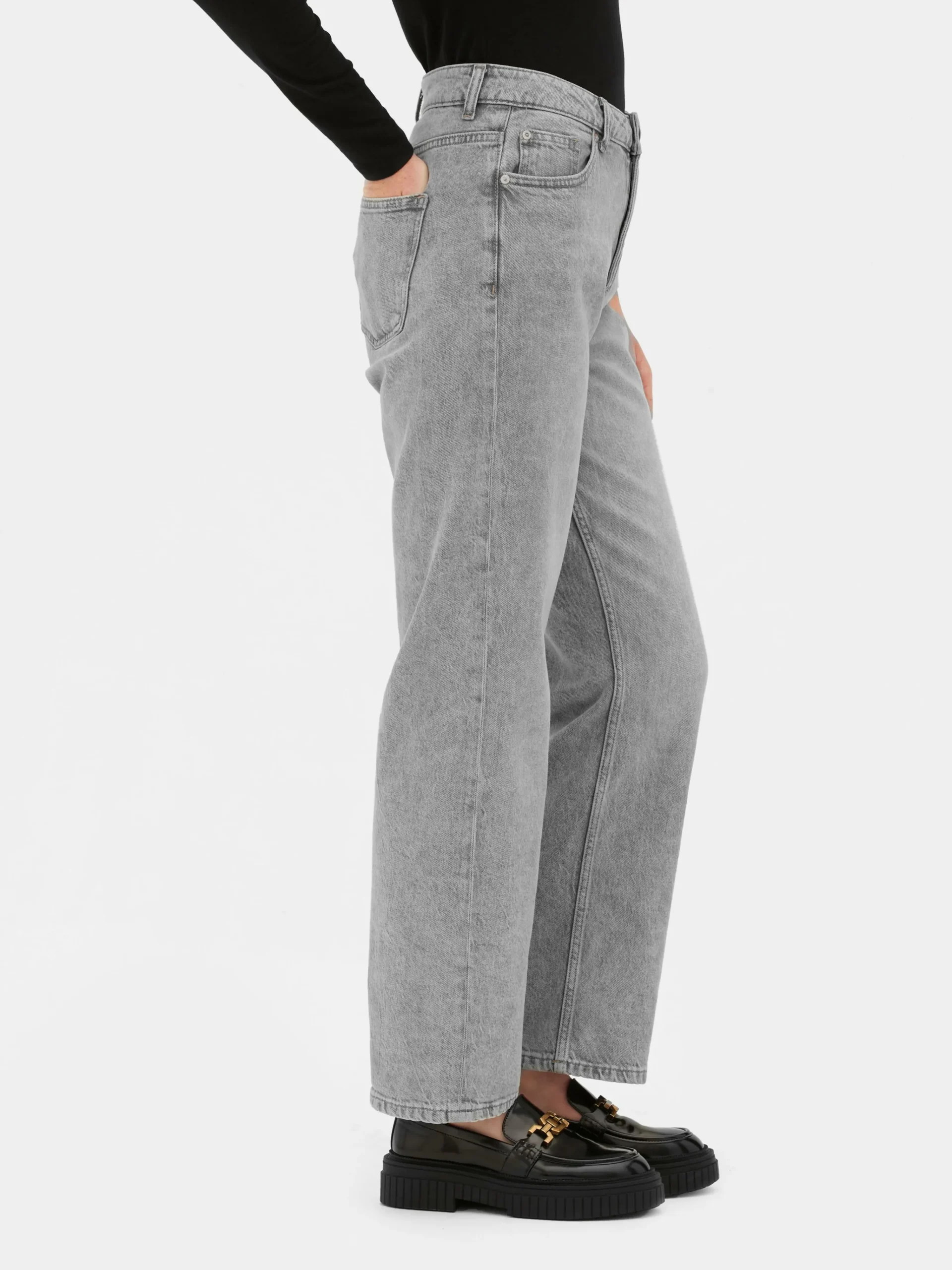Primark Straight Leg Jeans Gray Clearance