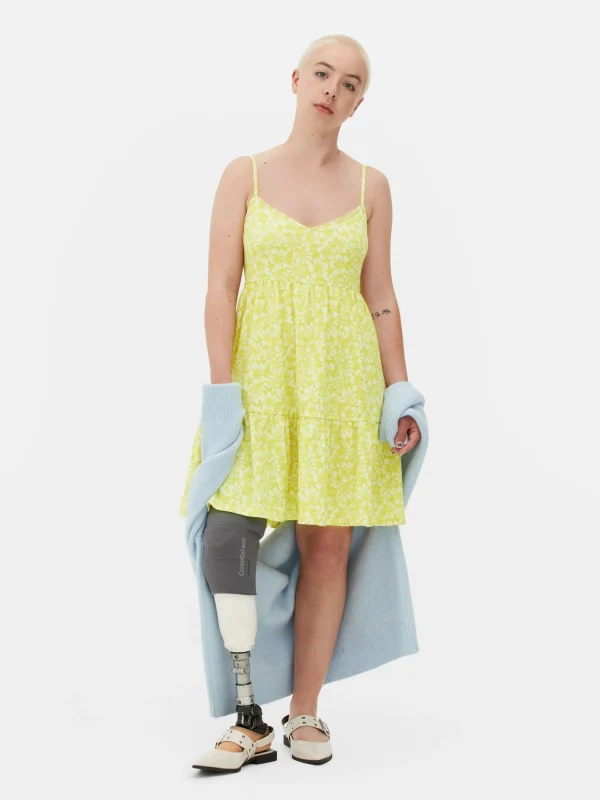 Primark Strappy Tiered Sundress Lime Sale