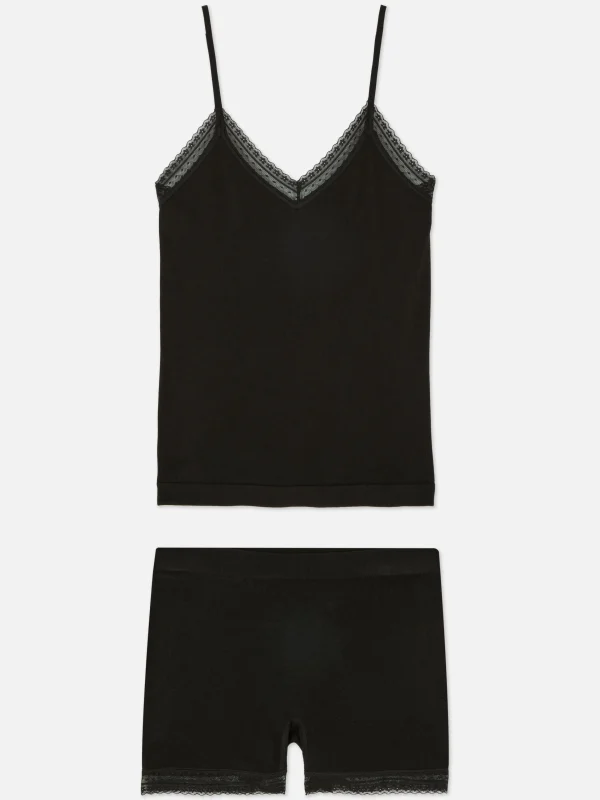 Primark Stretch Cami And Shorts Pajama Set Black Flash Sale