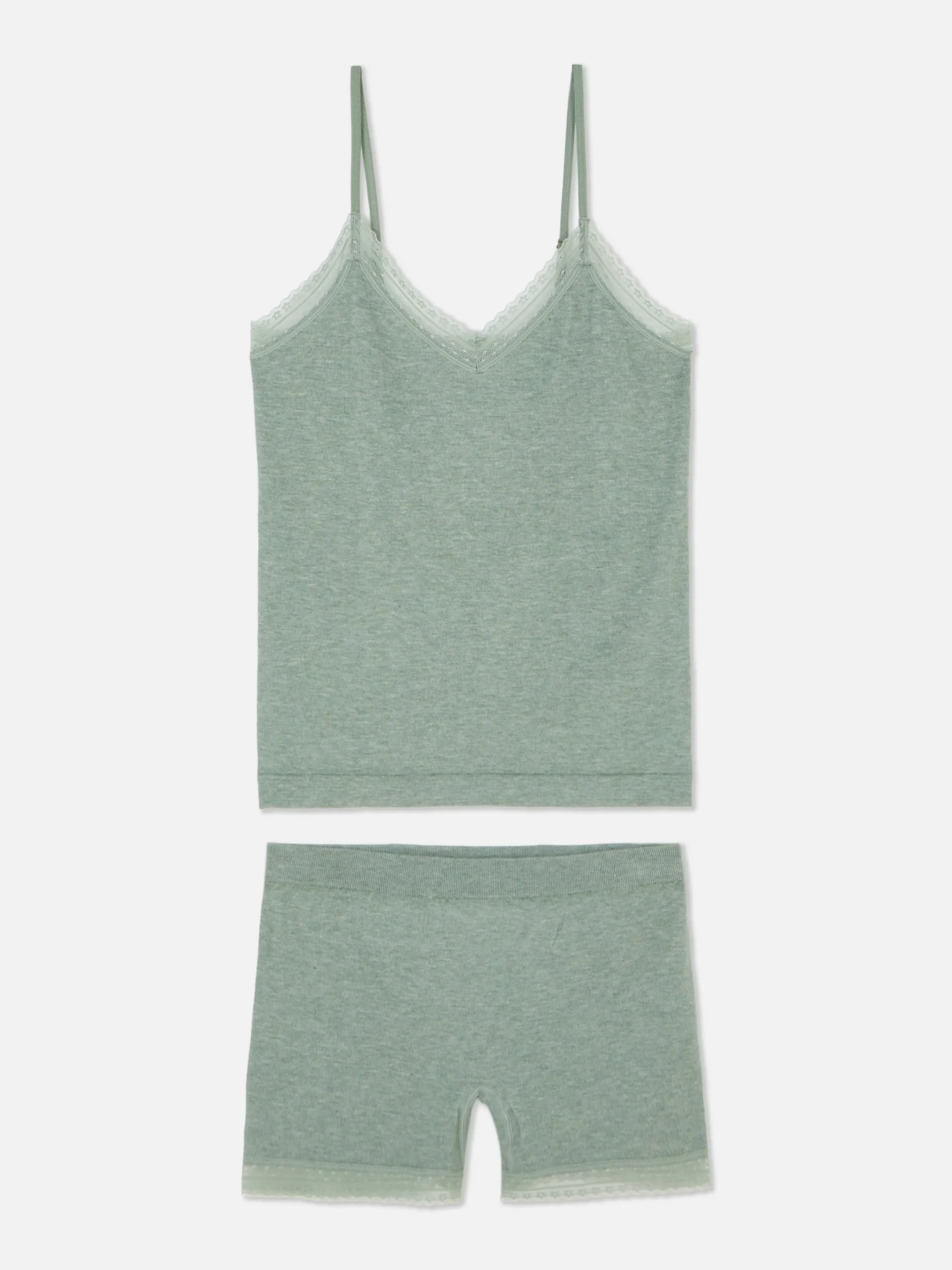 Primark Stretch Cami And Shorts Pajama Set Olive Cheap