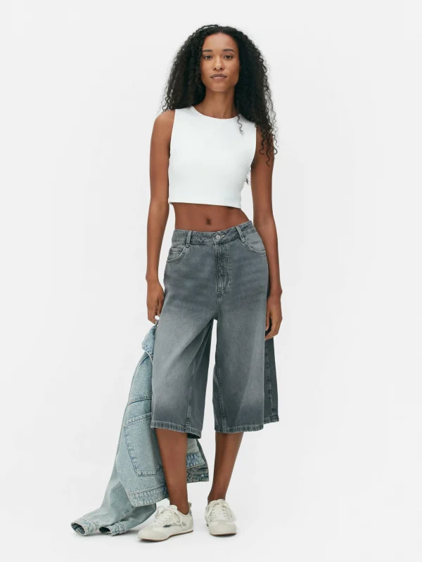 Primark Stretch Cropped Racerback Tank Ivory Outlet