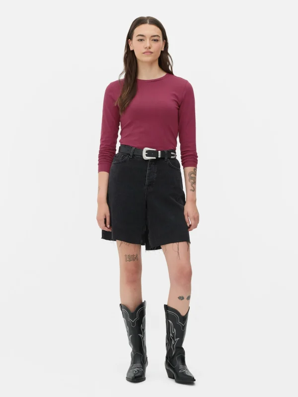 Primark Stretch Jersey Long Sleeve Top Wine Cheap