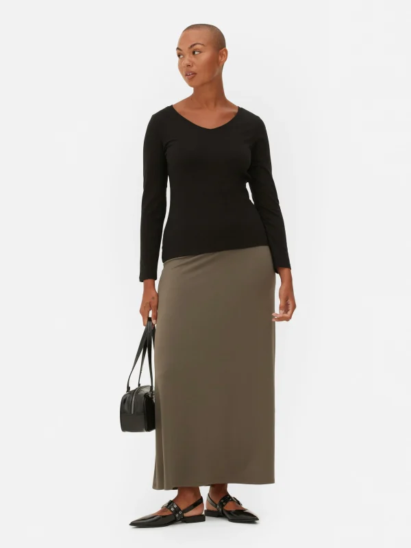 Primark Stretch Long Sleeve T-Shirt Black Shop