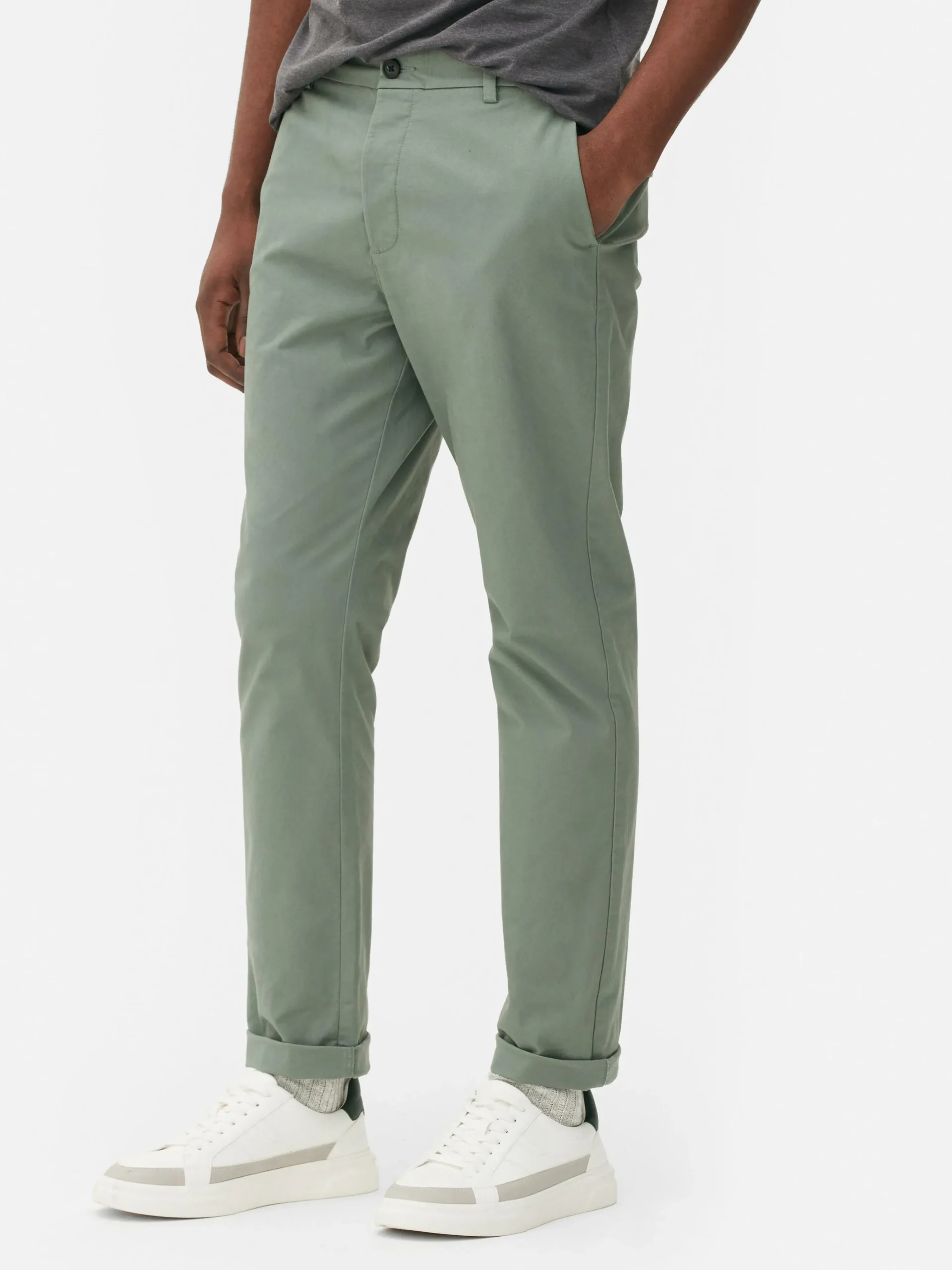 Primark Stretch Slim Chinos Light Green Flash Sale