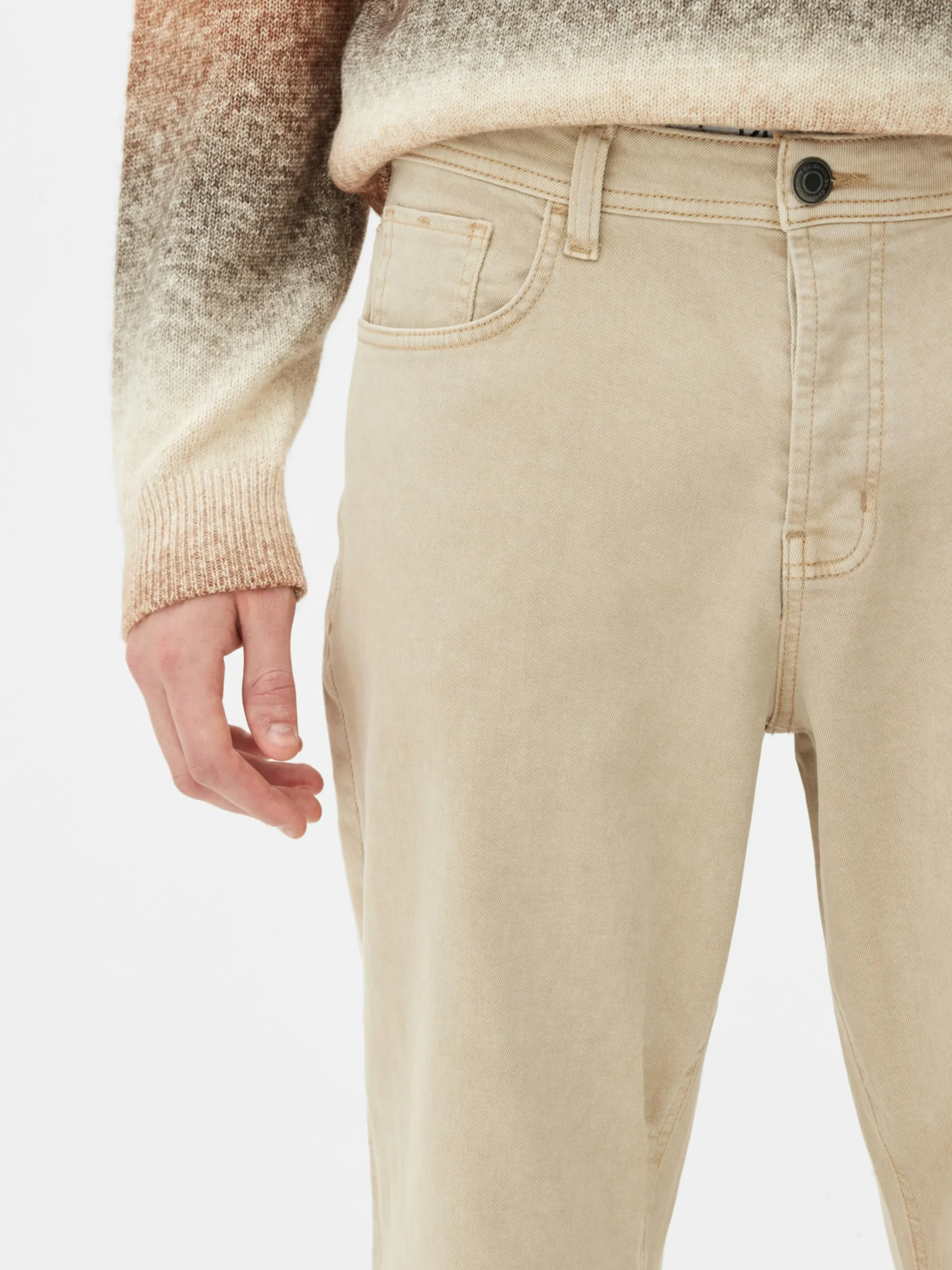 Primark Stretch Straight Jeans Stone Outlet