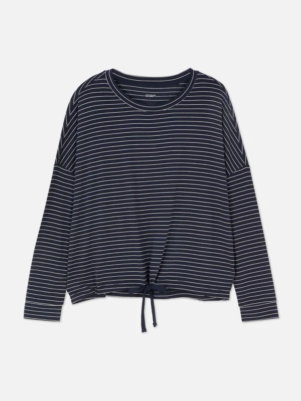 Primark Striped Long Sleeve Pajama Top Navy Clearance