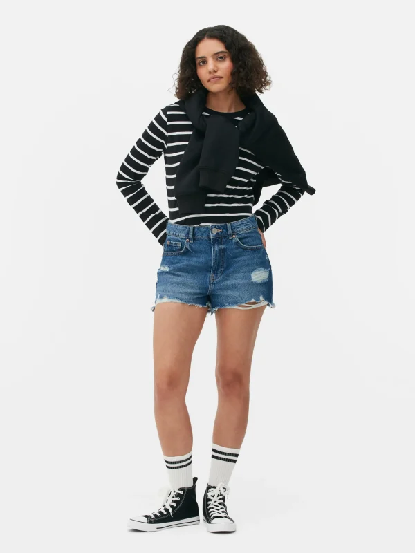 Primark Striped Long Sleeve Top Black/White Shop