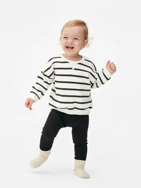 Primark Striped Sweatshirt And Ribbed Leggings Set Black Flash Sale