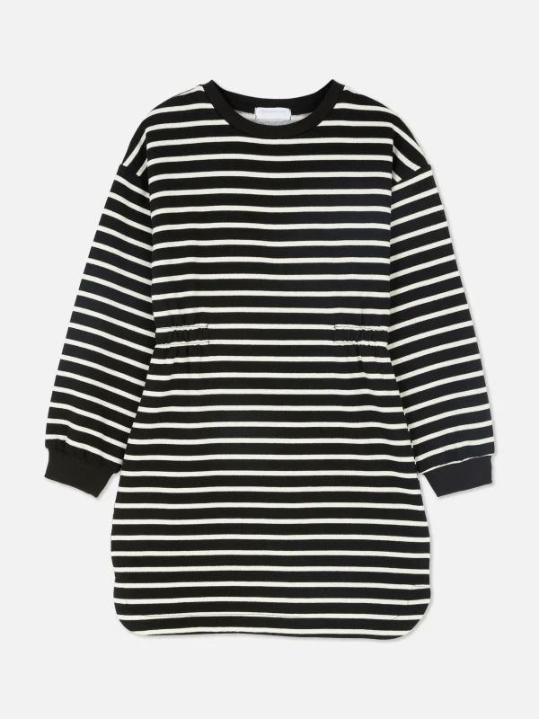 Primark Striped Sweatshirt Dress Black Best Sale