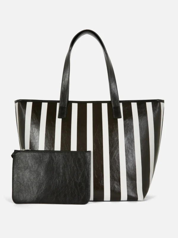 Primark Striped Tote Black/White Cheap
