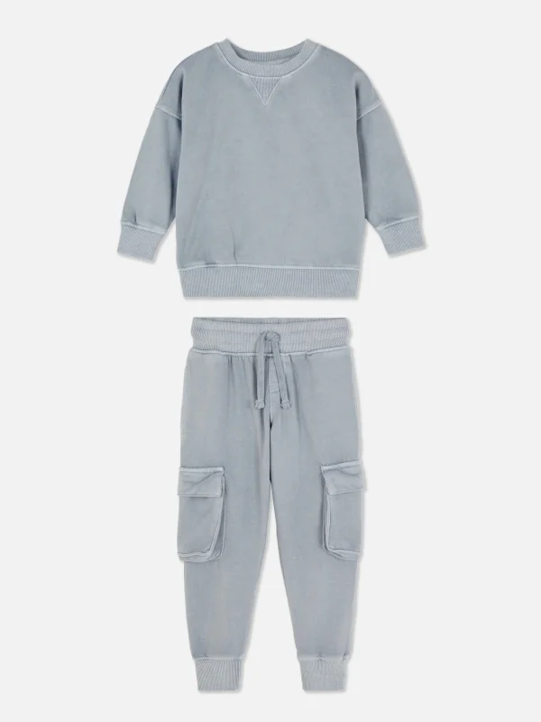 Primark Sweatshirt And Cargo Joggers Set Blue Shop
