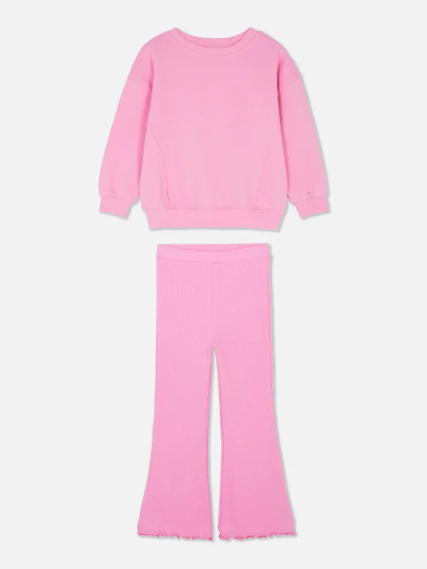 Primark Sweatshirt And Flared Leggings Set Pink Online