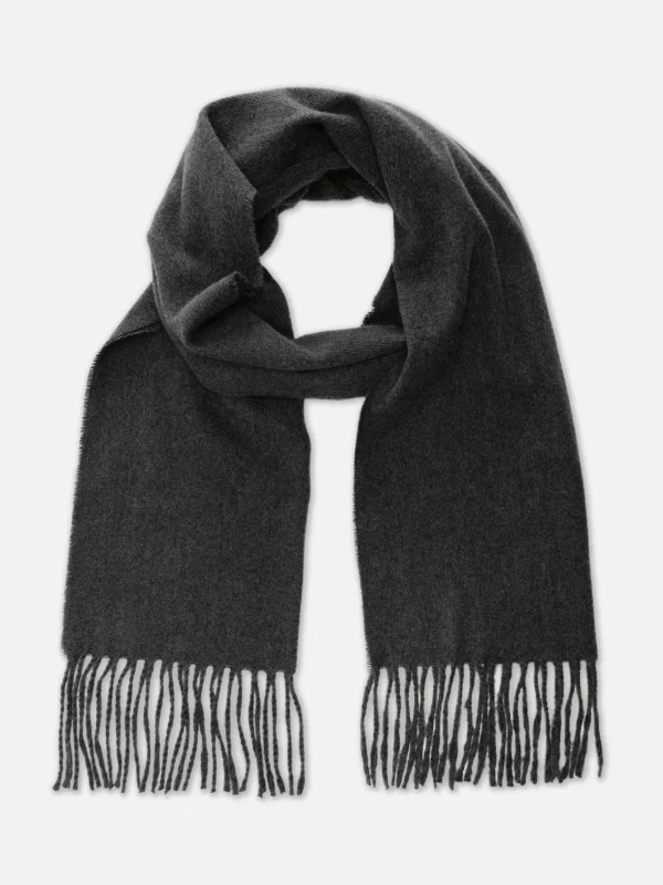 Primark Tasseled Woven Scarf Gray Cheap