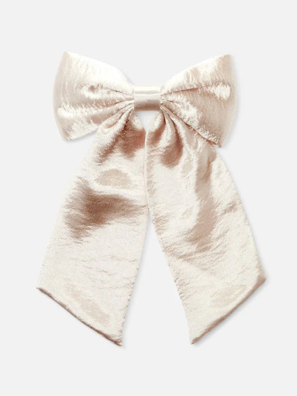 Primark Textured Bow Hair Clip Light Yellow New
